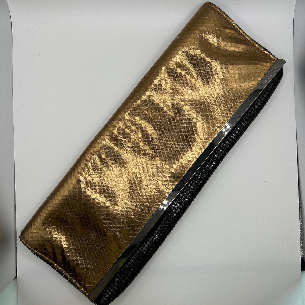 BCBG MaxAzria Copper and Black Clutch w/ Chain Strap